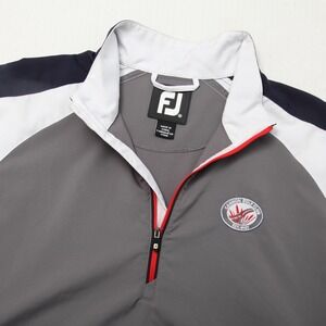 FootJoy Golf Jacket Pullover Mens Medium Gray Short Sleeve Half Zip Cannon Club